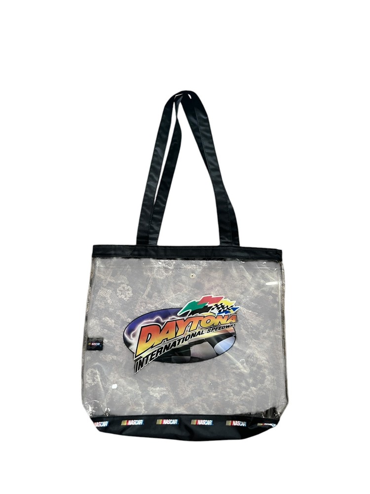 Vintage Daytona Speedway Race Cars Clear Tote Bag 14x15 Inches