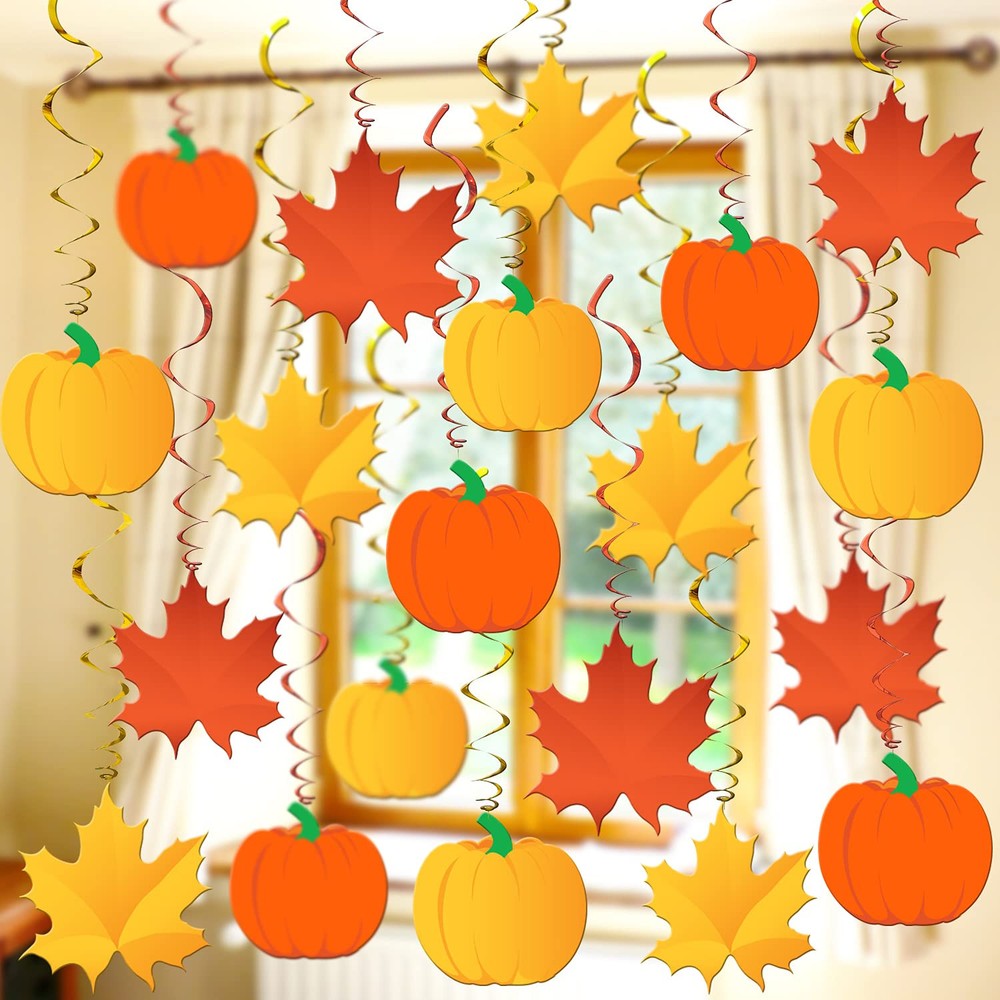 Fall Maple Leaf Hanging Swirls Pack of 30 No DIY Autumn Decor