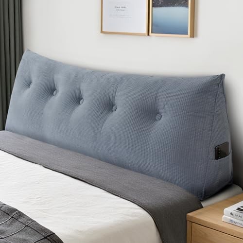 Soft Headboard Pillow Size, Wall Backrest Wedge Pillow Headboard Queen Blue