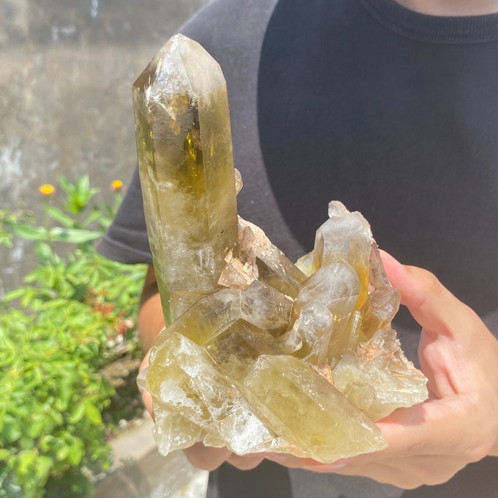 2.2LB Natural Citrine Quartz Cluster Crystal for Healing Energy