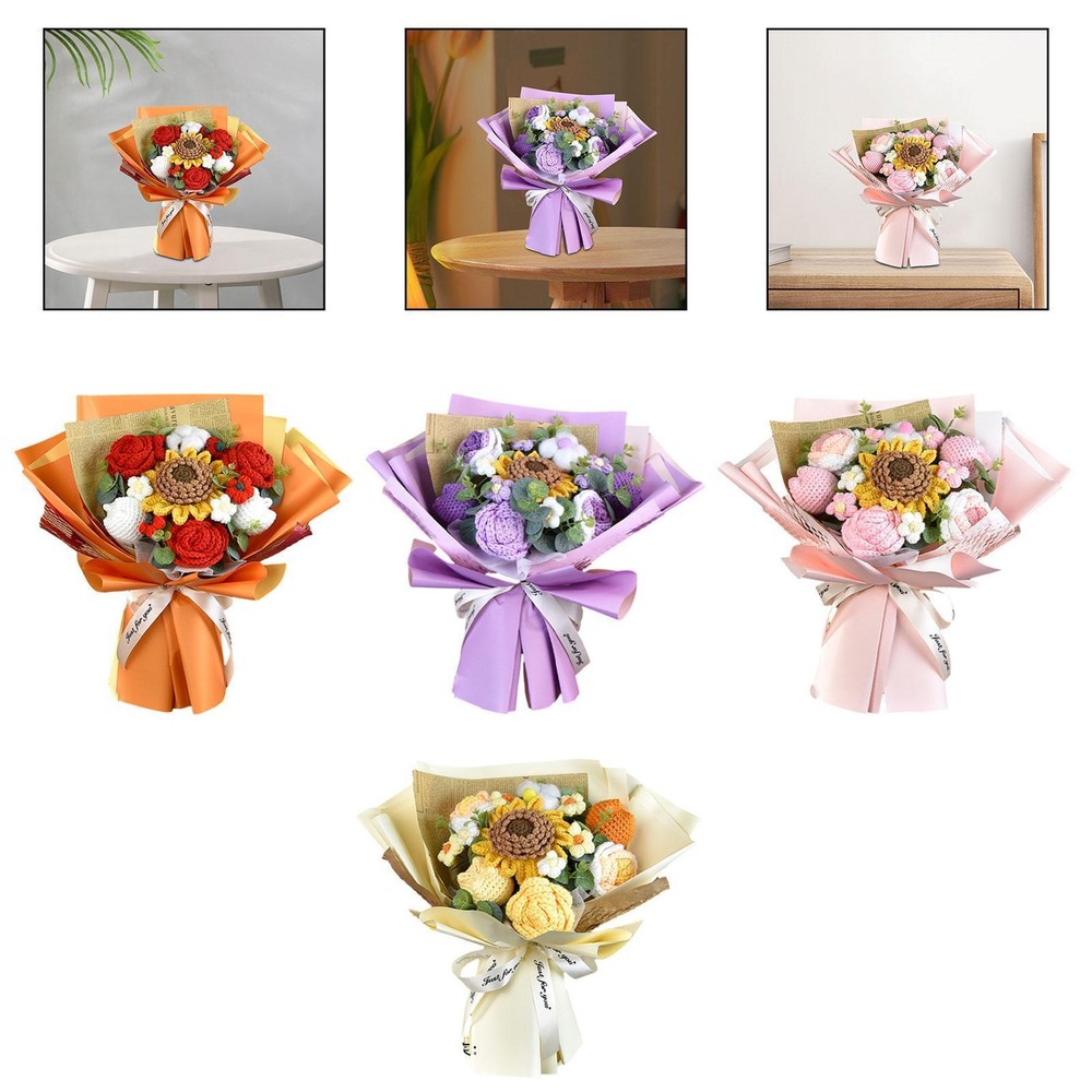 Artificial Sunflower Valentine's Day Party Decoration Crochet Flower Bouquet