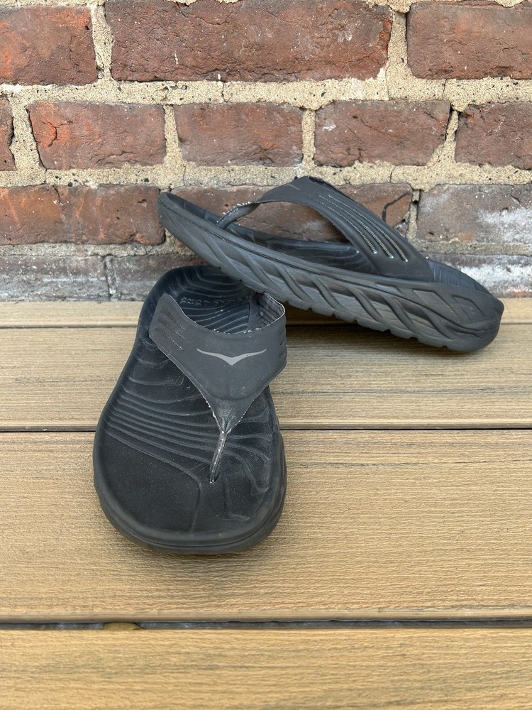 Hoka Ora Recovery Flip Flops for Men Size 11 Black Rubber