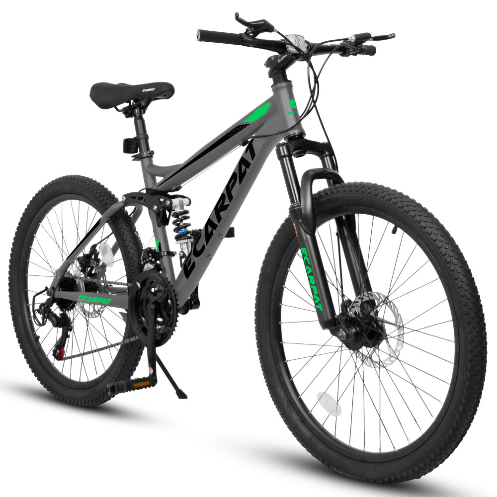 Mountain Bike 26 Inch, 21-Speed Full Suspension Mens Womens Trail Commuter City