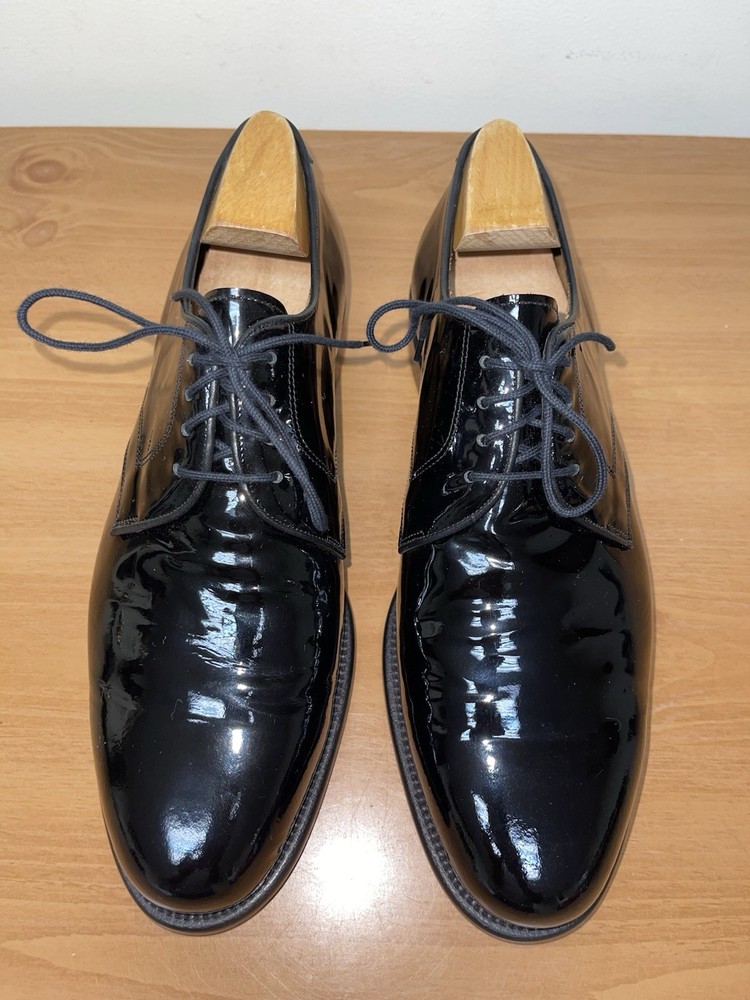 NEW Land's End Men's Black Patten Leather Tuxedo Shoes Sz 9M