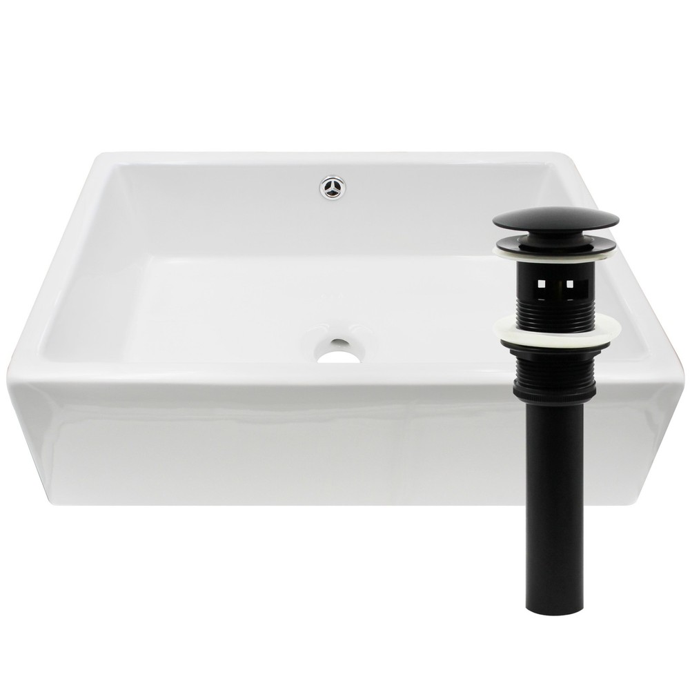 Miseno 14.5 Inch White Polished Porcelain Rectangular Vessel Sink MVS-NP-018131