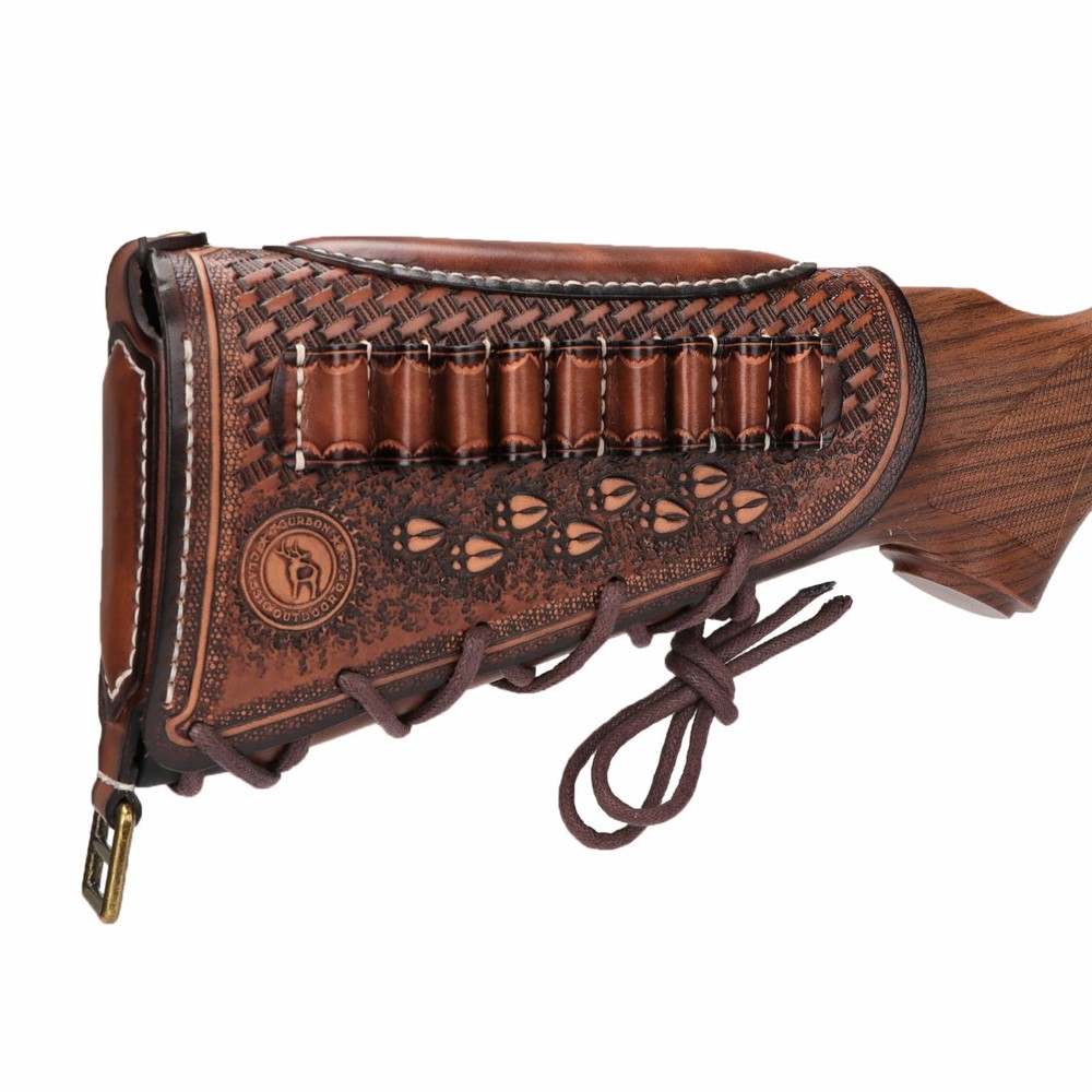 Vintage Leather No Drill Cheek Rest Buttstock Protective Pouch, Hunting Shoot...