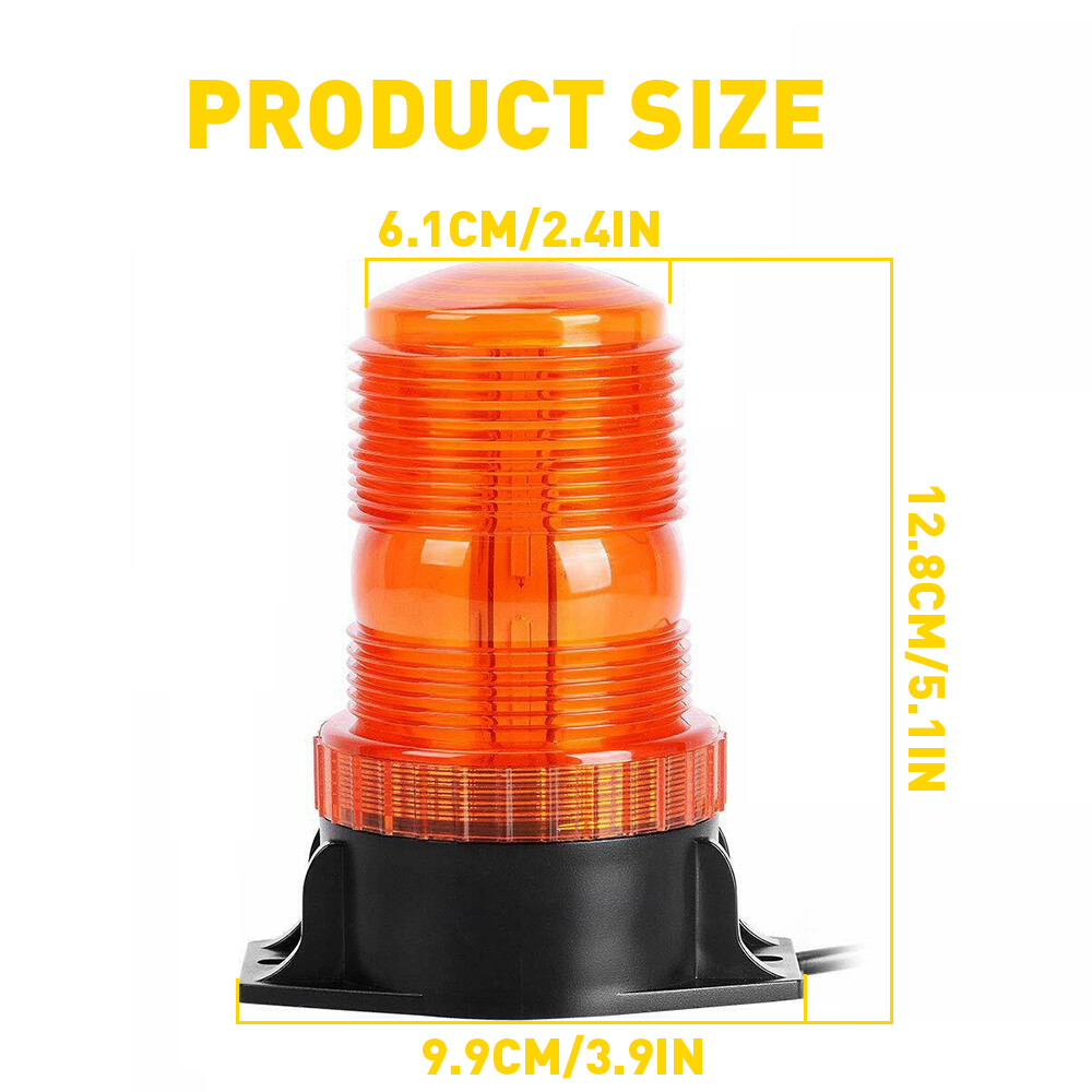 Amber 30LED Rotating Strobe Light Rooftop Flash Beacon Emergency Warning 9V-30V