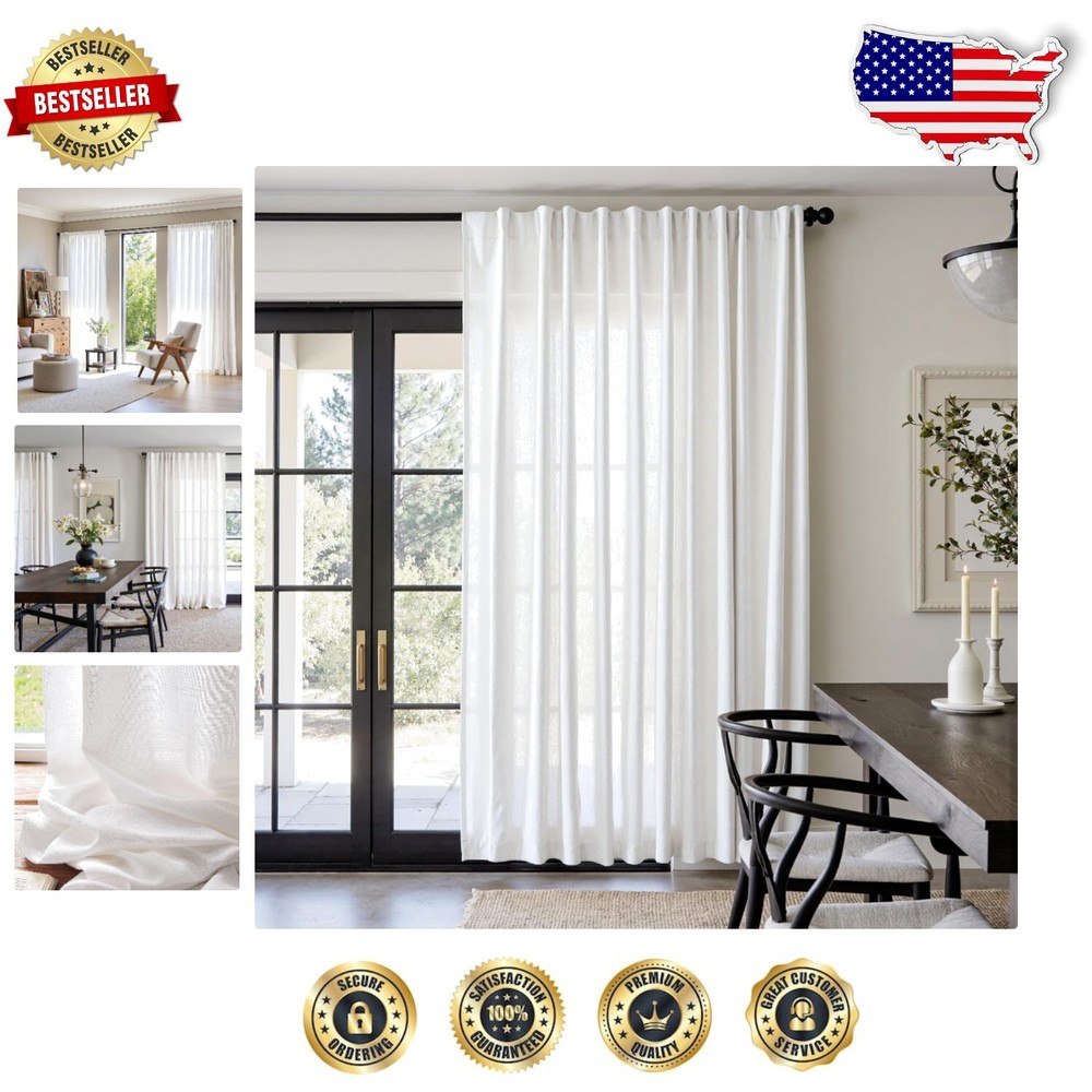 Light Filtering Linen Blend Curtain Panel 100x84 Inches for a Cozy Modern Aesthetic