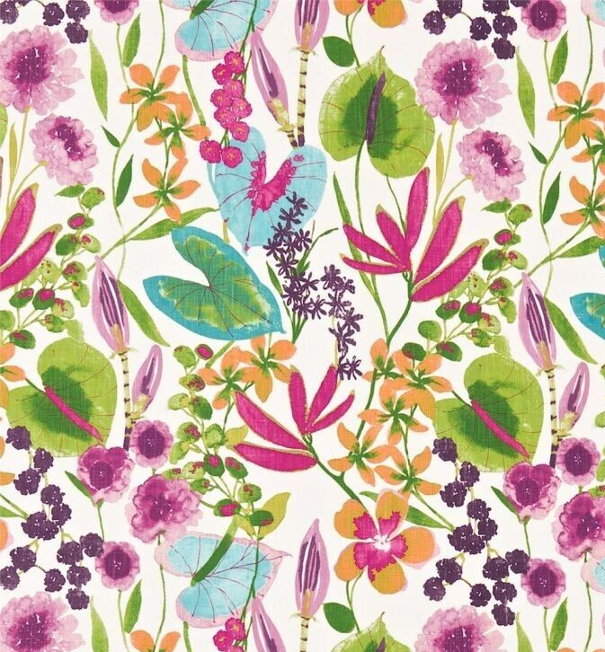 HARLEQUIN Nalina Curtain Fabric 3.25m Flamingo Papaya Loganberry