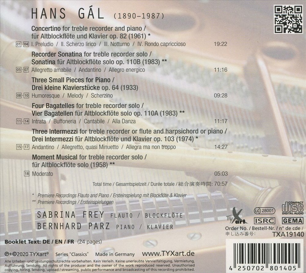 Sabrina Frey & Bernhard Parz Perform Hans Gal's Complete Flute & Piano Works