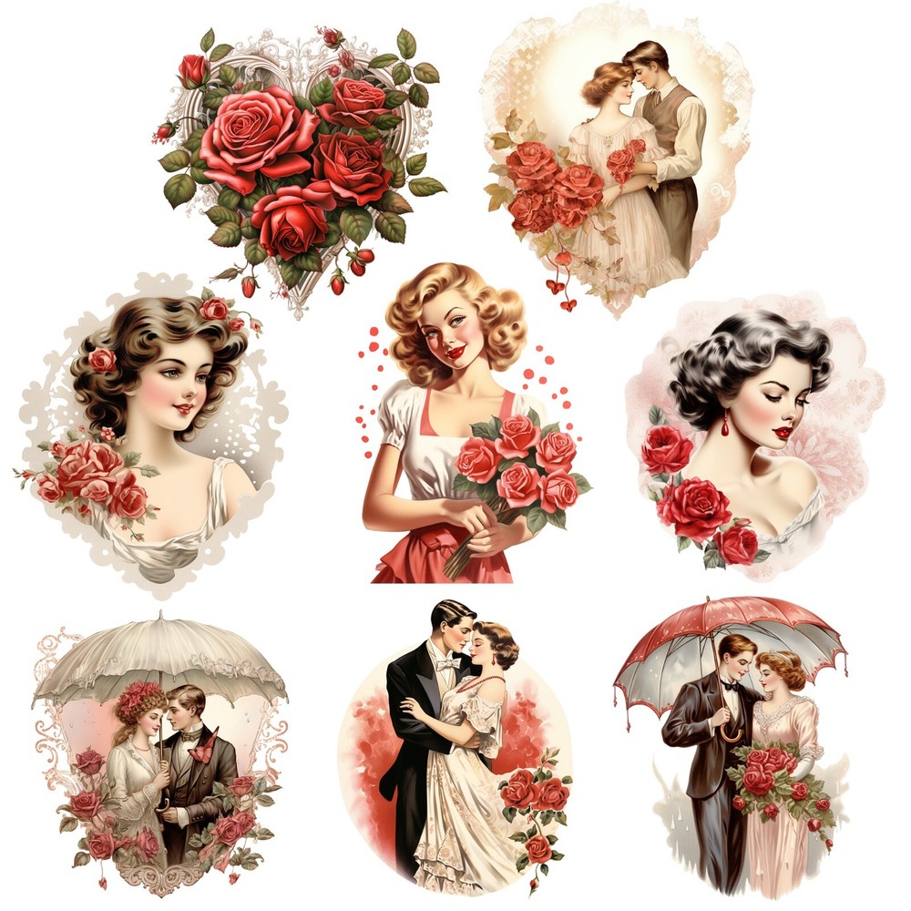 Valentines Ladies Embellishments Junk Journal Scrapbook PICK ONE