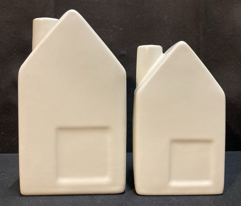 Magnolia White Matte Ceramic Bud Vase Set 5.5 and 4.5 Inch Stoneware Vases