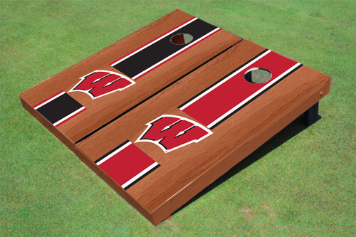 Wisconsin Badgers Rosewood Long Stripe Cornhole Boards Set  