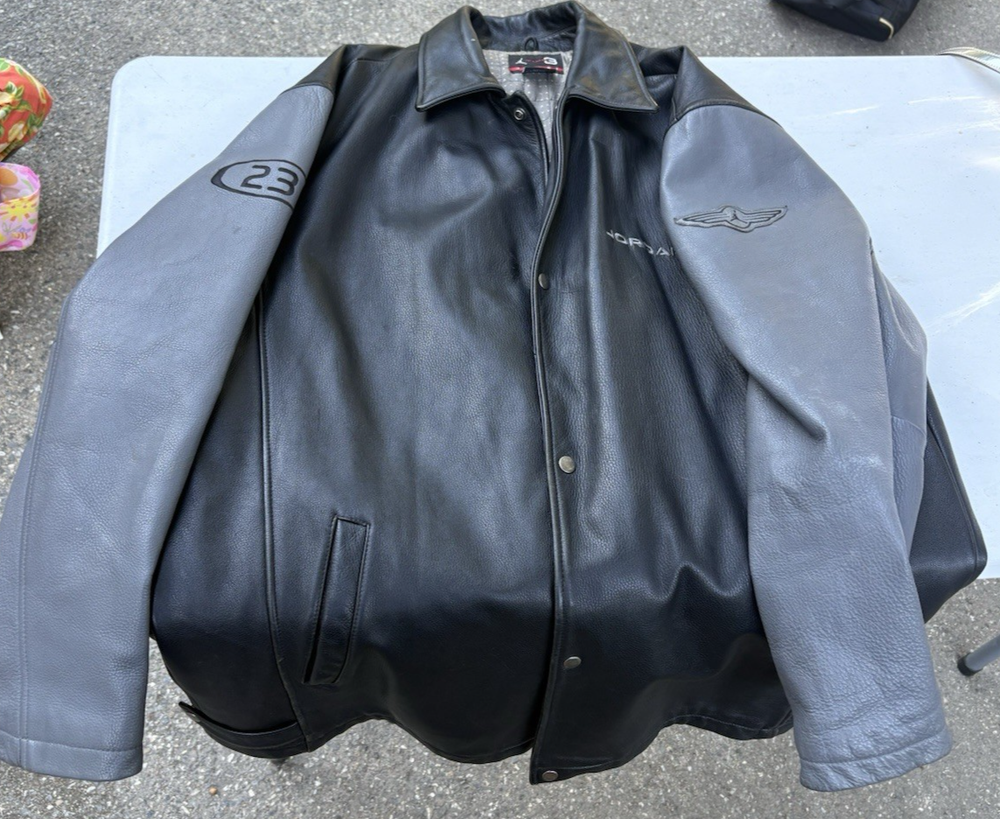 Jordan 23 Black Leather Jacket Size 2xl