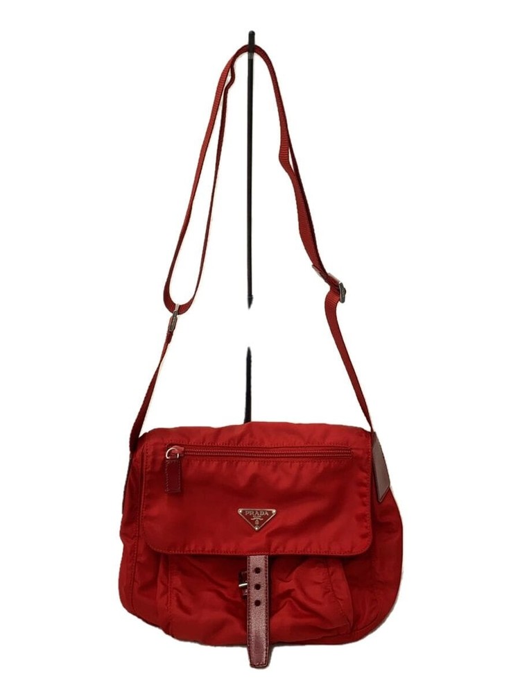 RARE PRADA Nylon Shoulder Bag in Solid Red