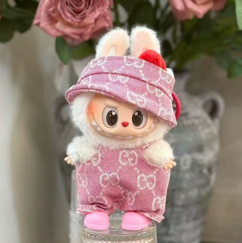 Pink 2-Piece Hat & Pants Outfit for Labubu Dolls