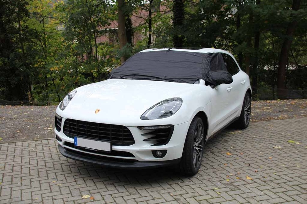 Winter anti-frost windshield protector with mirror pockets for Porsche Macan