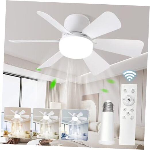 16.5-Inch Low-Profile Remote-Controlled LED Dimmable Ceiling Fan with Light Socket