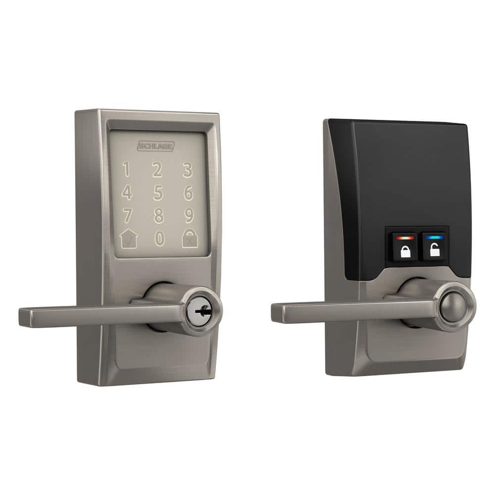Century Satin Nickel Smart WiFi Lever Door Lock with Alarm and Electronic Encode