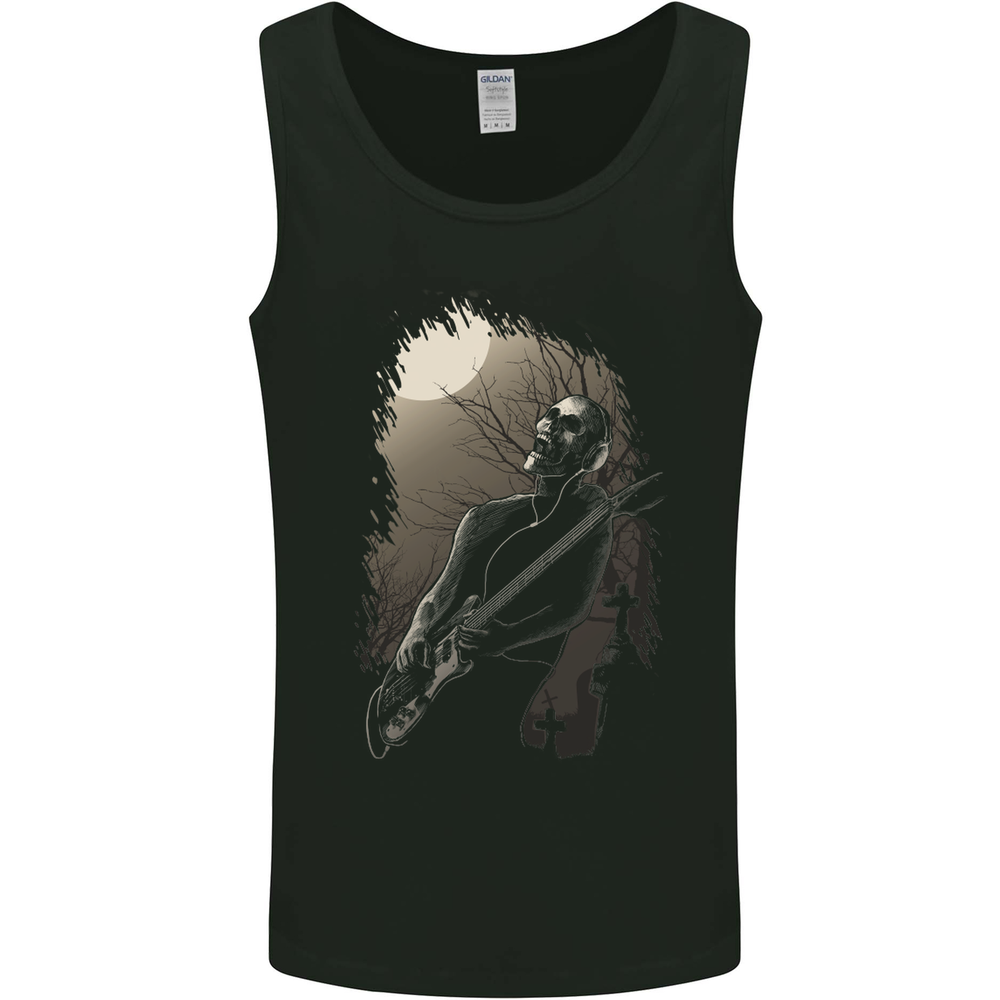 Midnight Rock n Roll Music Skull Guitar Mens Vest Tank Top