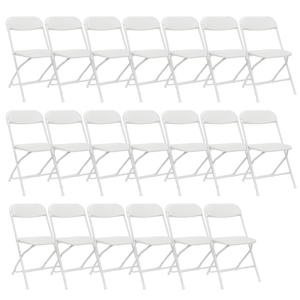 20 Pack White Plastic Folding Chairs Stackable for Events Parties Weddings