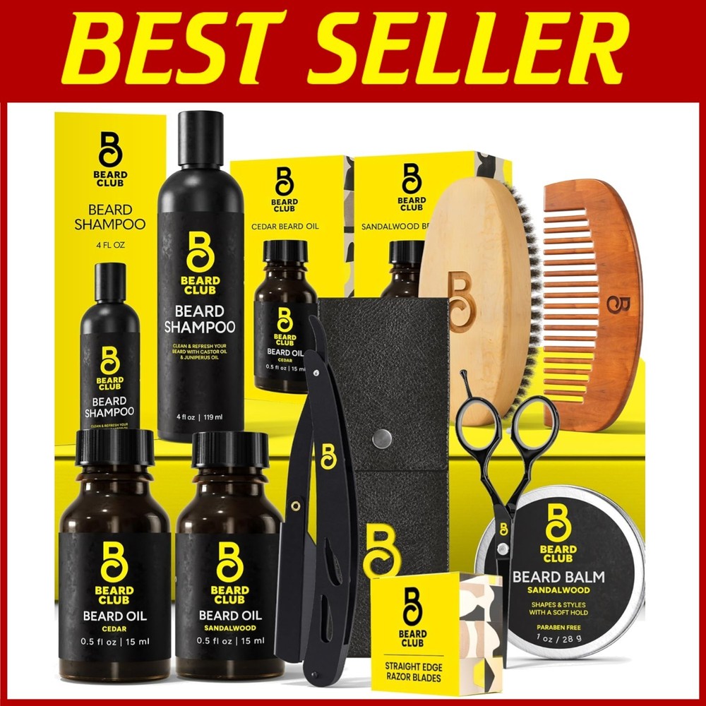 Men's Luxury Beard Care Kit with Hydrating Shampoo, Oil & Grooming Essentials