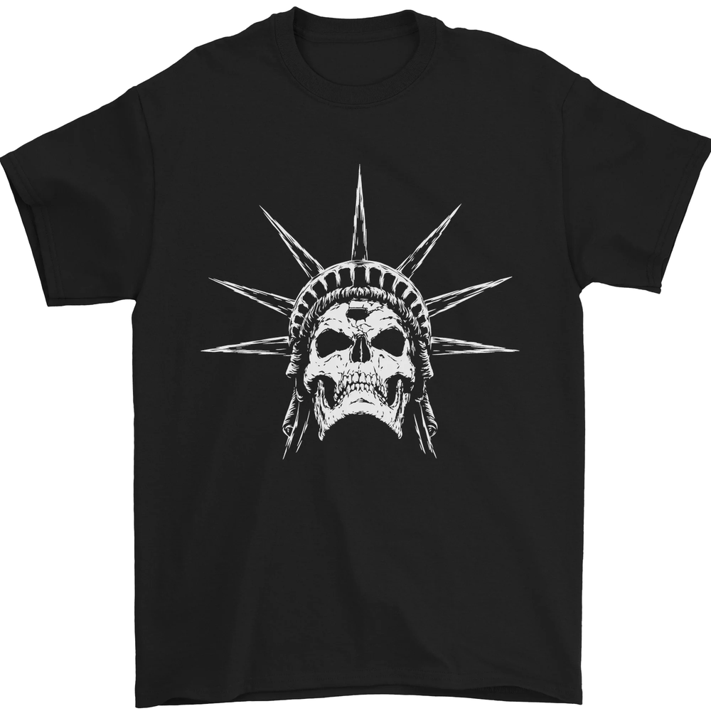 Statue of Liberty Skull USA Gothic Biker Mens T-Shirt 100% Cotton