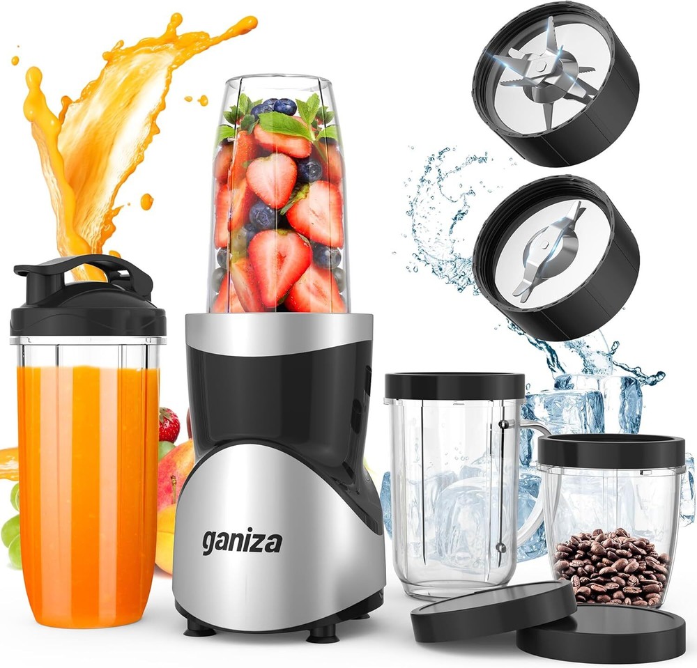 Ganiza 15-Piece Black Smoothie Blender for Shakes and Smoothies