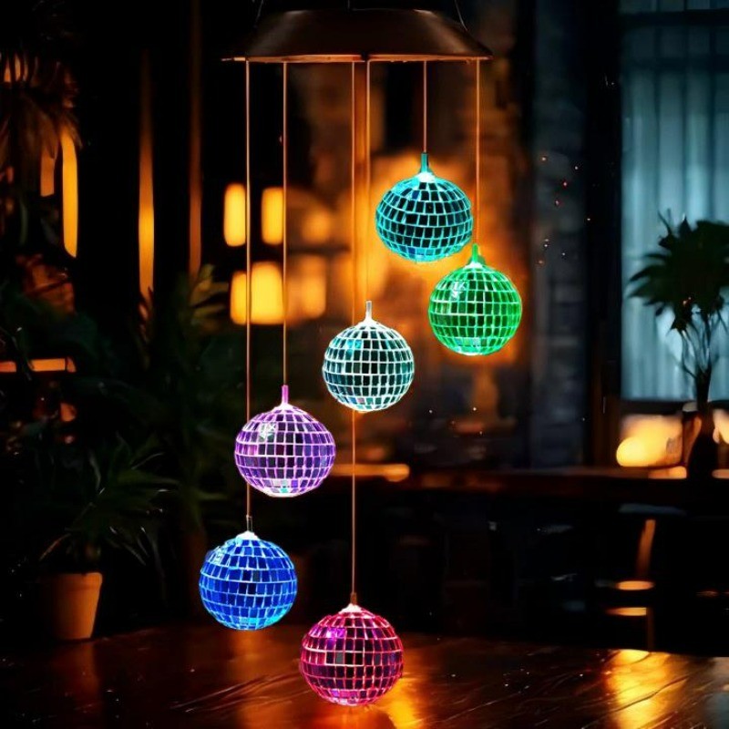 Solar Powered Disco Ball Wind Chime with Lights for Garden Patio Porch Decor