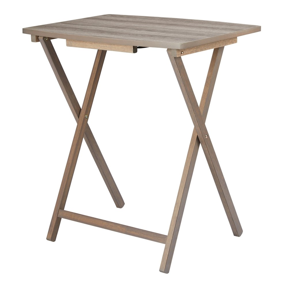 Rustic Gray Oversized Folding Tray Table 26x23.6x17.7 Inches for Indoor Use