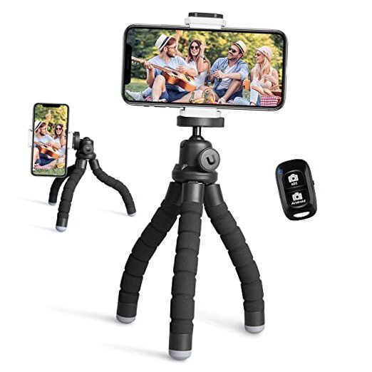 Phone Tripod, Portable and Flexible Tripod with Wireless Remote Black Standard