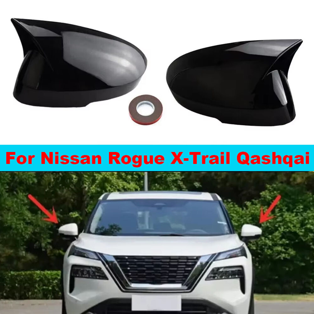 LHD For Nissan Rogue X-Trail Qashqai 2x Rearview Side Mirror Cover Wing Cap Trim
