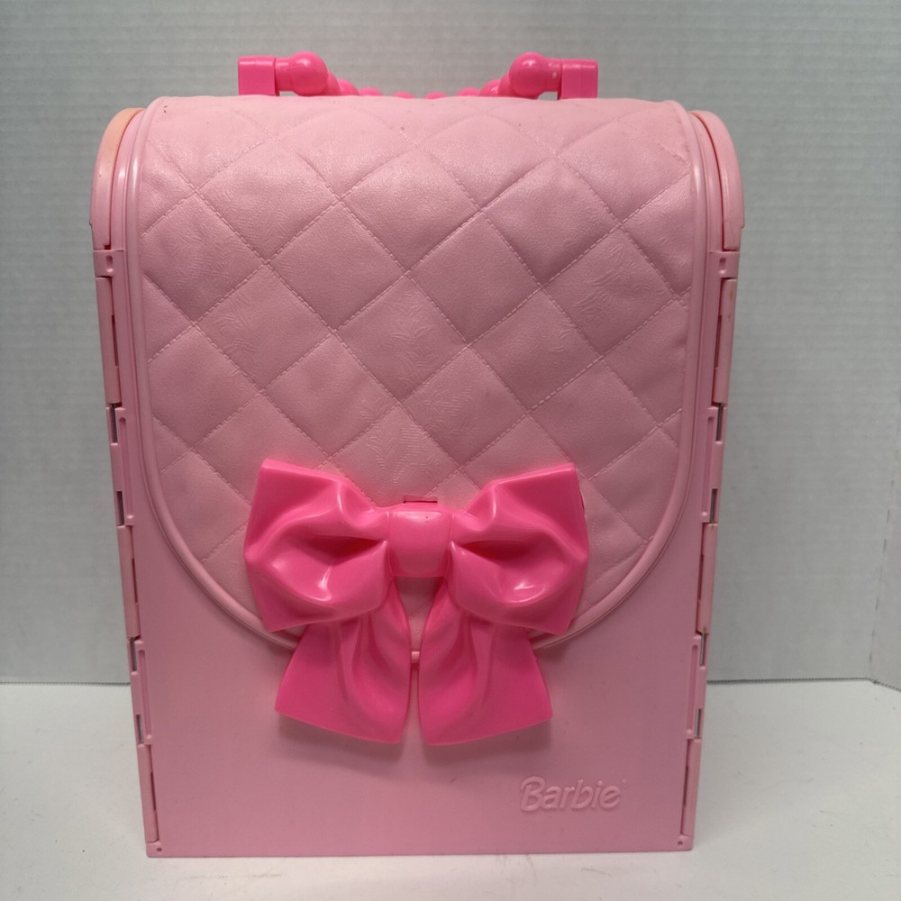 1998 VINTAGE Barbie Bed & Bath Playset House  Fold Up Pink Case Purse Doll Set