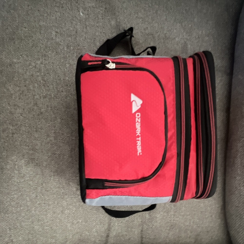 Ozark Trail Red Rectangular Polyester Lunch Bag with Zipper Lid & Handle