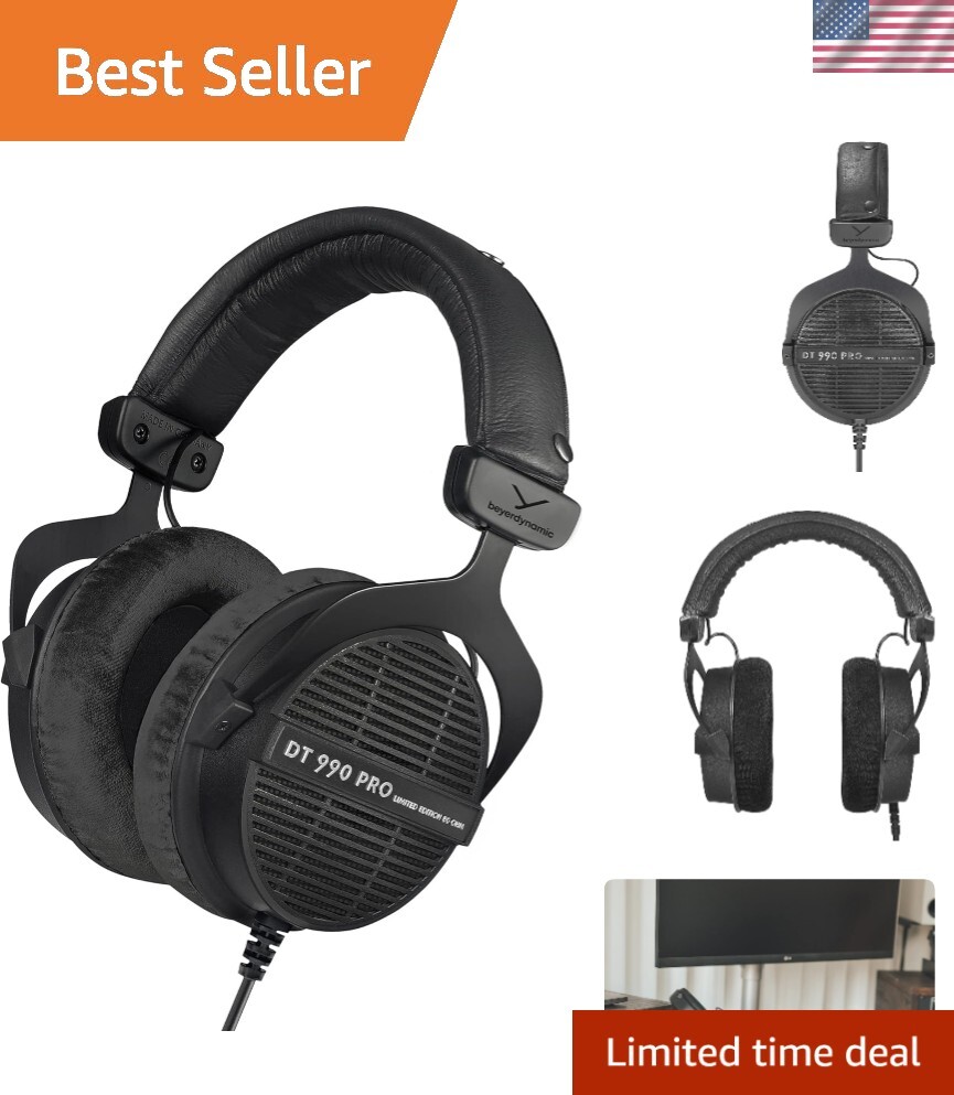 Dt 990 Pro Over-Ear Studio Monitor Headphones - Open-Back Stereo Construction...