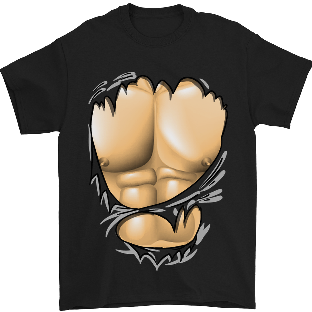 Gym Ripped Muscles Effect Mens T-Shirt 100% Cotton