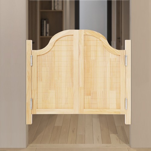 Wood Swinging Door Wall-mounted Double Half Cafe Doors Saloon Bar W/ Metal Hinge