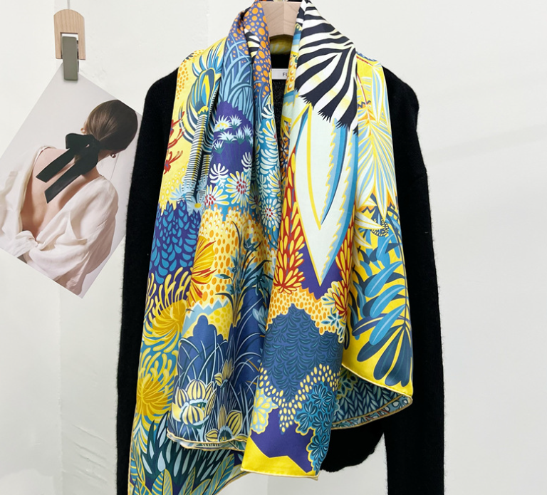 100% Silk Jungle Zebra Print Pure Twill Silk Wrap Scarf Bandana Large Shawl 53