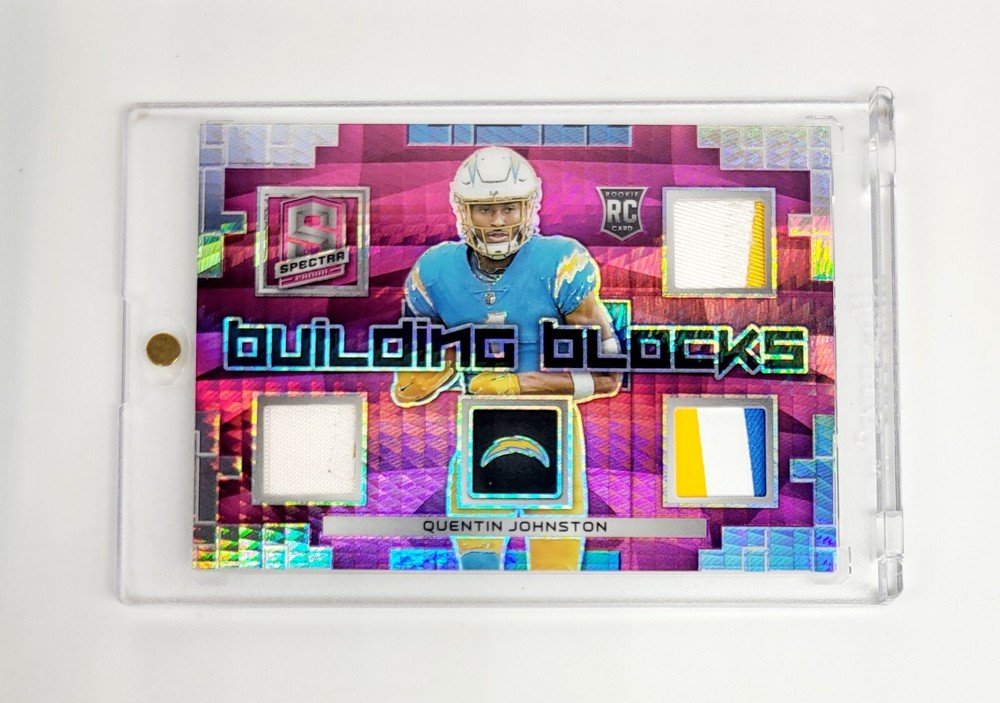 2023 Spectra Quentin Johnston RC Neon Pink Triple Patch Jersey #1/15 Mint