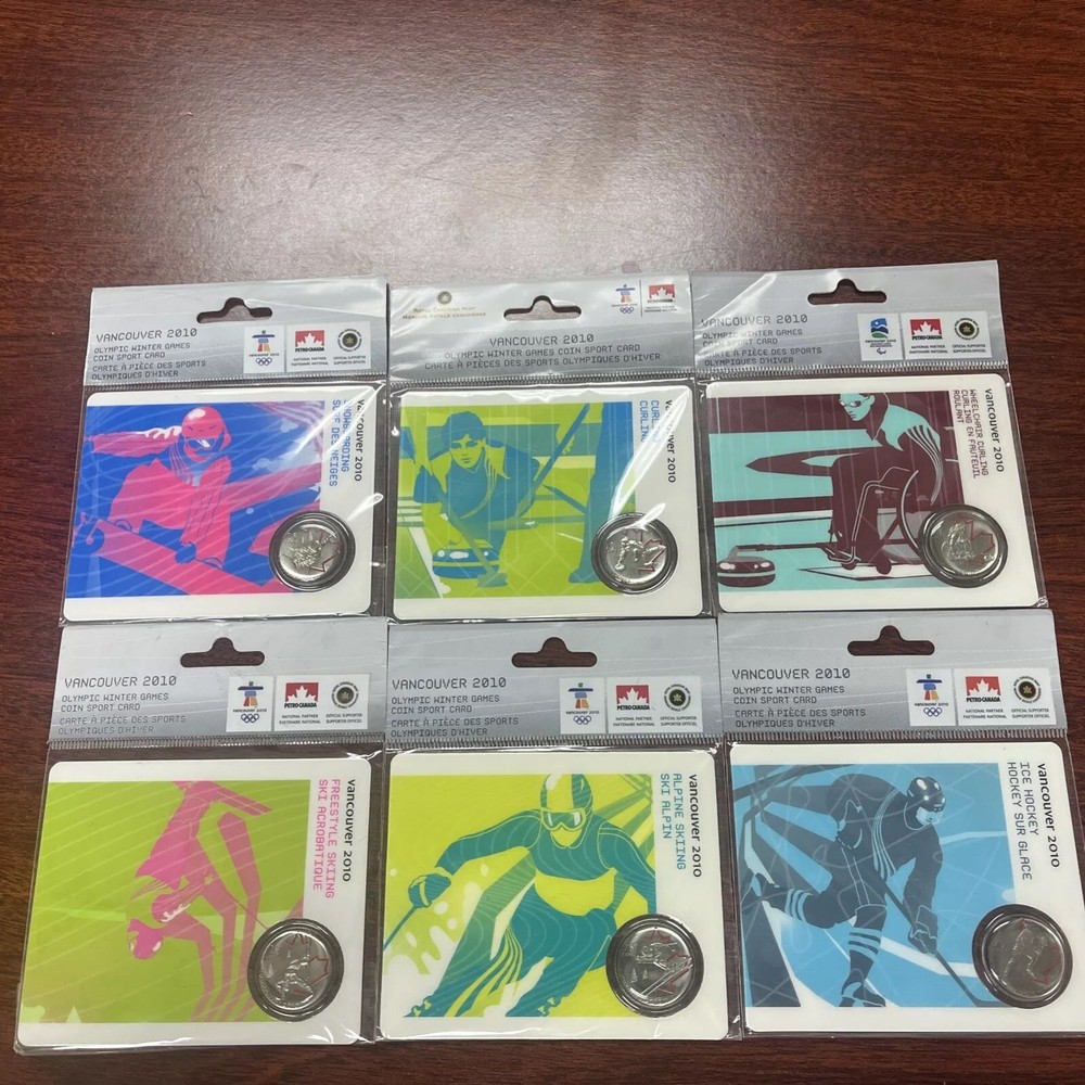 2010 Vancouver Olympic Sport Card and Coin Set Of 6