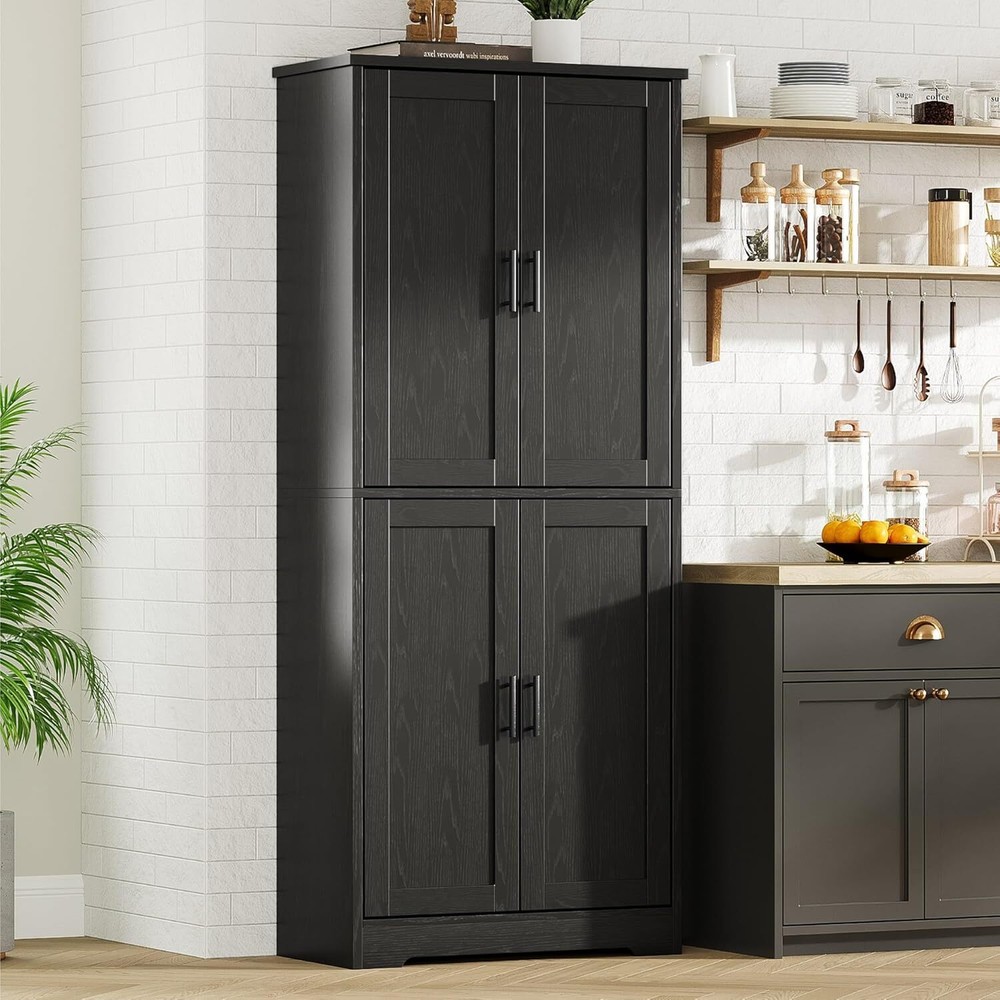 70-Inch Tall 4-Door Pantry Cabinet with Shelves for Kitchen Storage