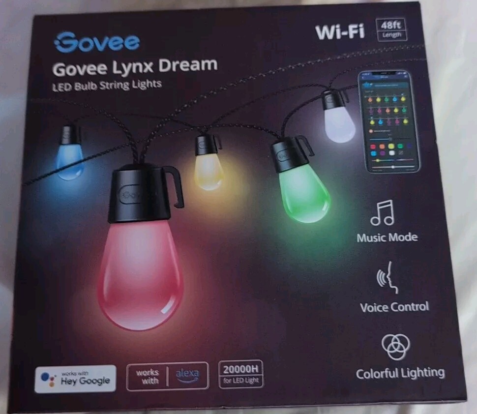 🔥NEW🔥GOVEE Lynx Dream 48' Outdoor Plug-In LED Smart Edison Wi-Fi String Light