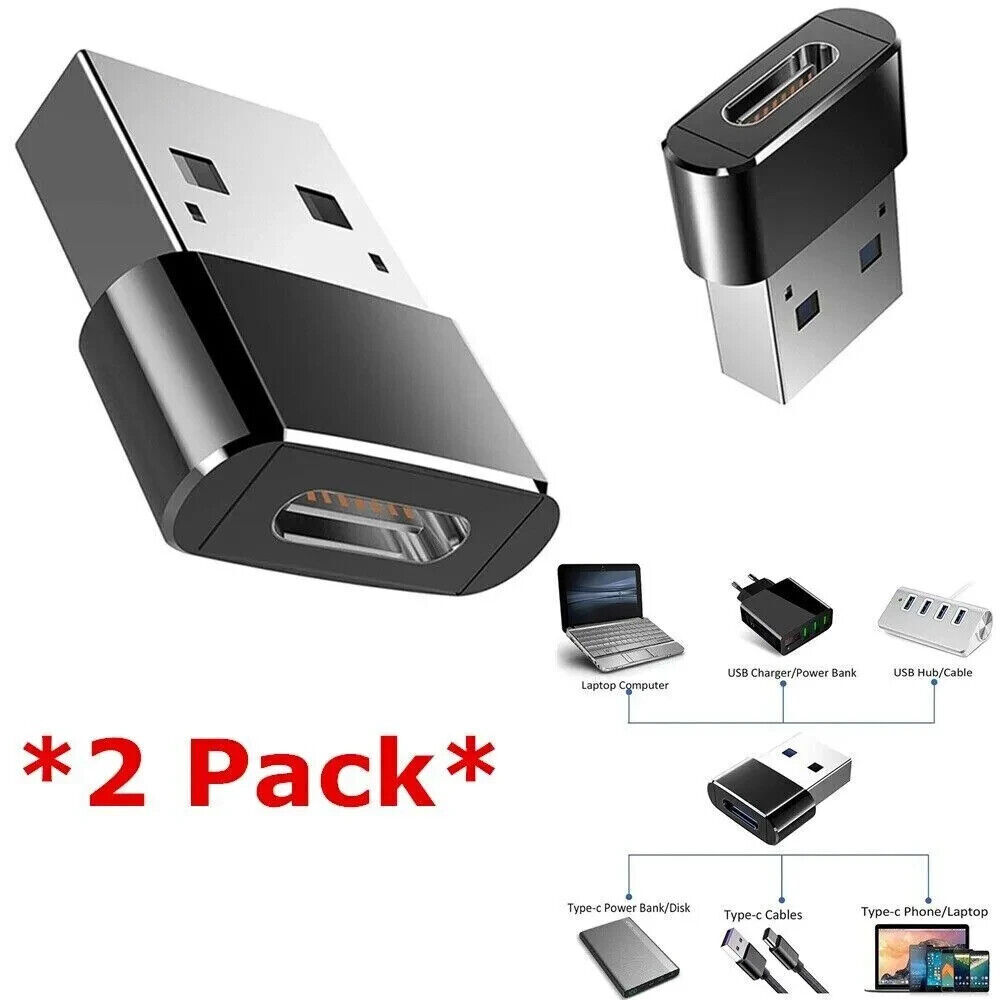 2-Pack USB-C Female to USB-A Male Adapter 3.1 Gen 1