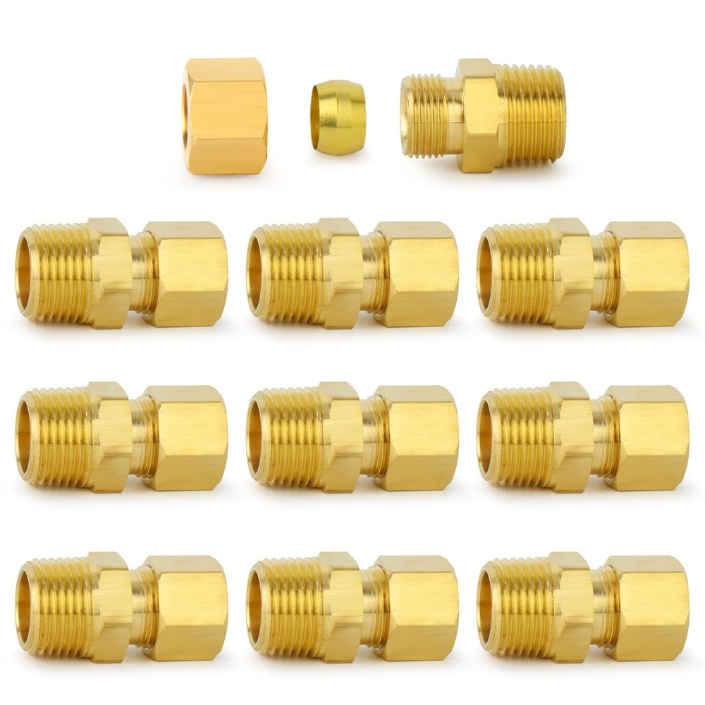 Brass Compression Tube Fitting, 1/4