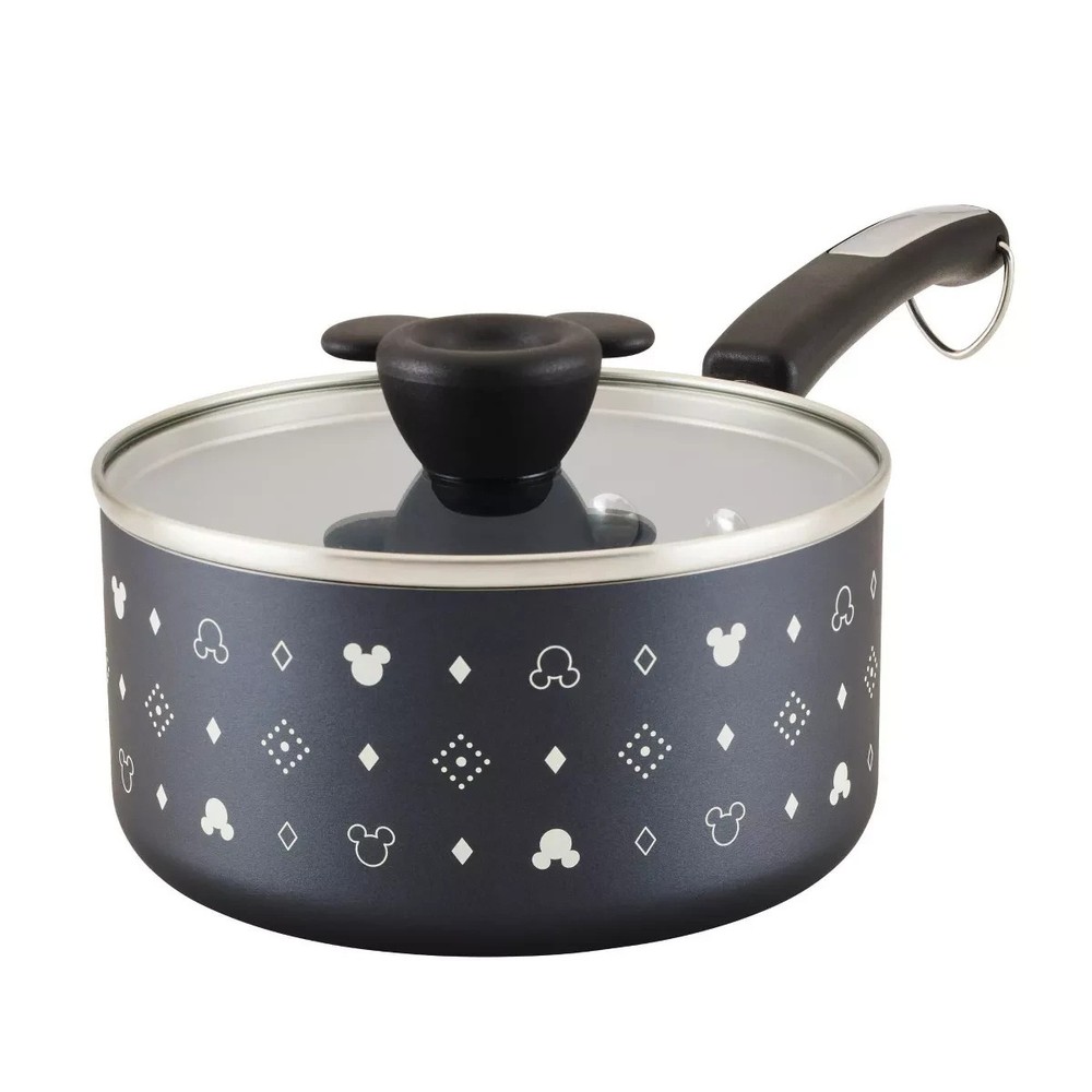 Farberware Disney Monochrome 2qt Ceramic Nonstick Saucepan with Lid in Sleek Black for Lifetime Durability