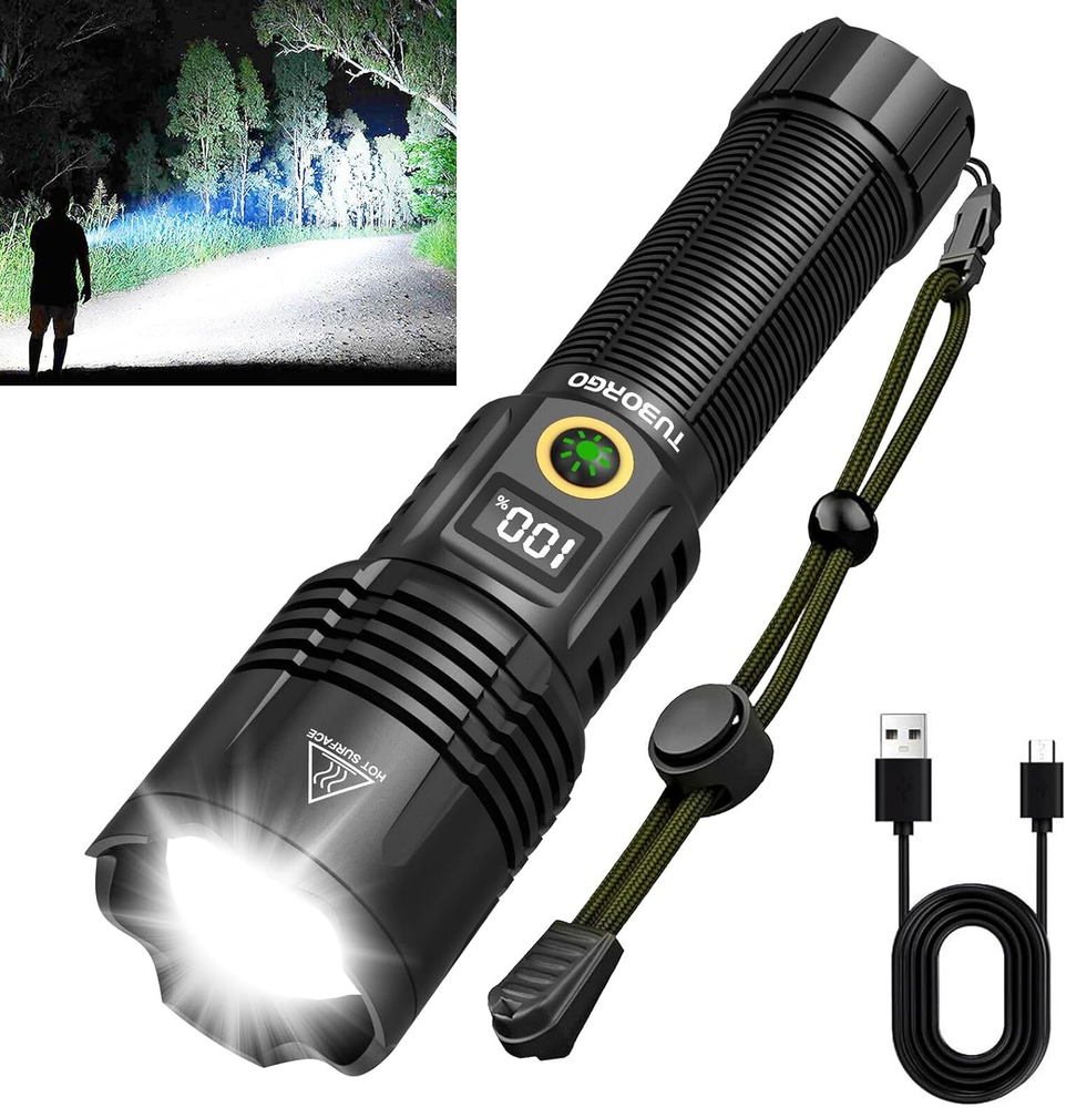 Rechargeable Flashlights High Lumens, 900000LM Super Bright LED Tactical Flashli