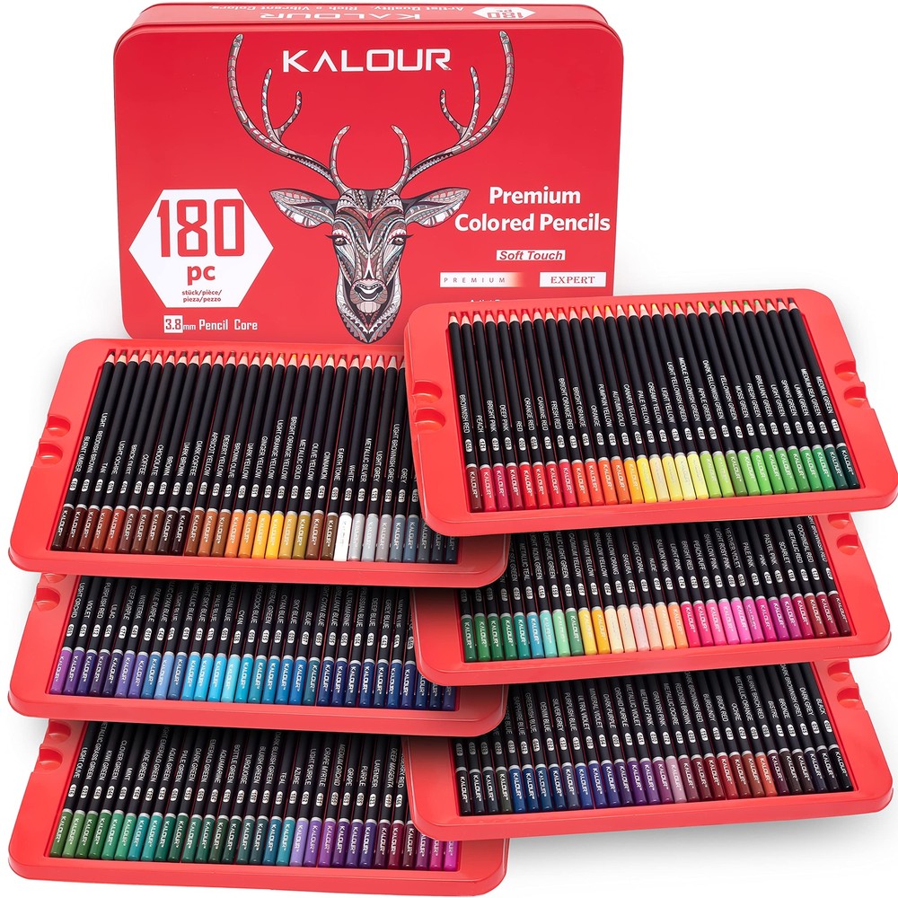 KALOUR 180 Colored Pencil for Artists - Rich Pigment Soft Core - Oil-Based - ...