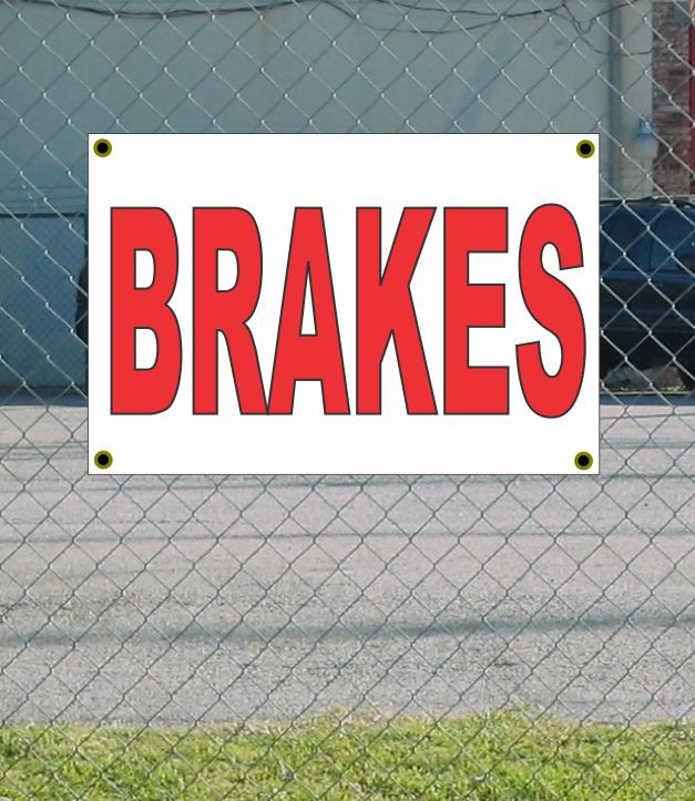 2x3 Red & White Brakes Banner Sign – New Discount Size & Price
