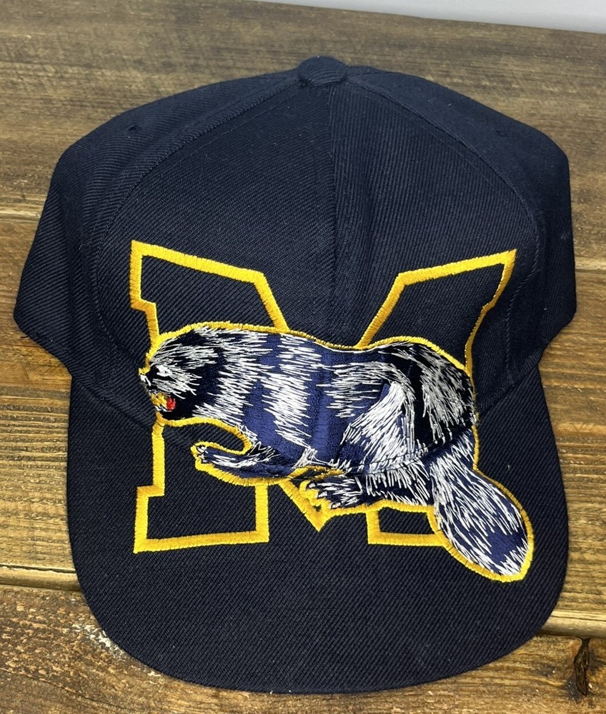 Michigan Wolverines  CAPBOY Snapback Hat Vintage- BIG MASCOT LOGO EMBROIDERED