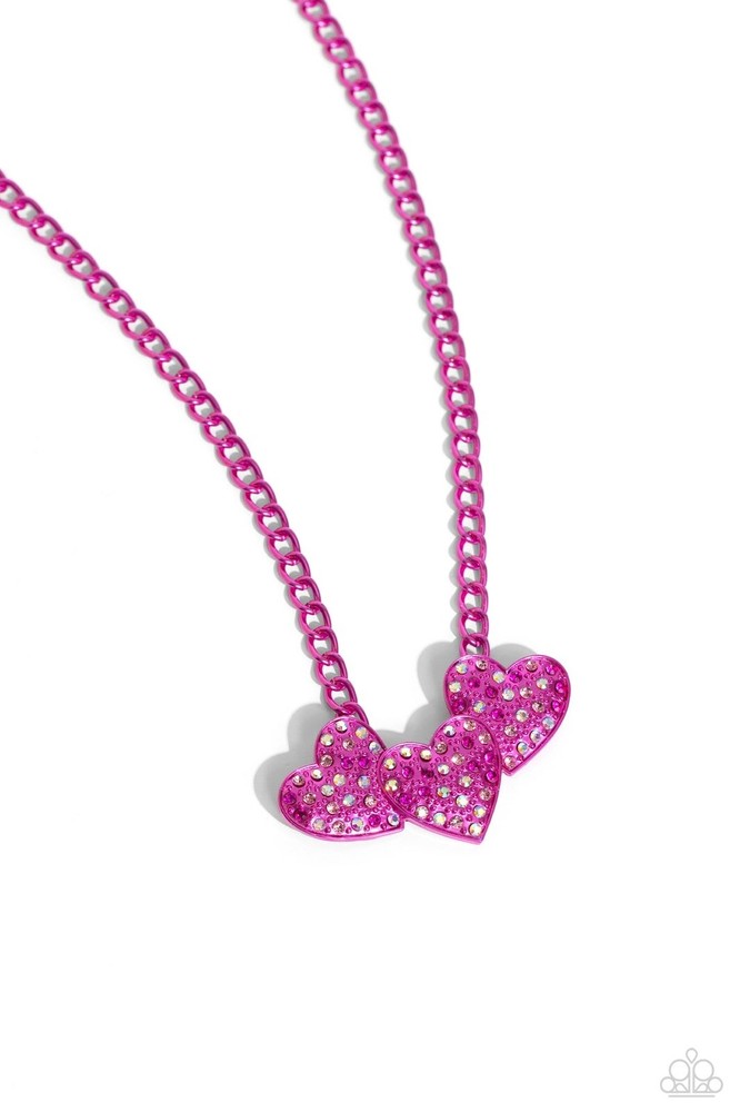 New Paparazzi Jewelry-Low Key Lovestruck Necklace-Pink